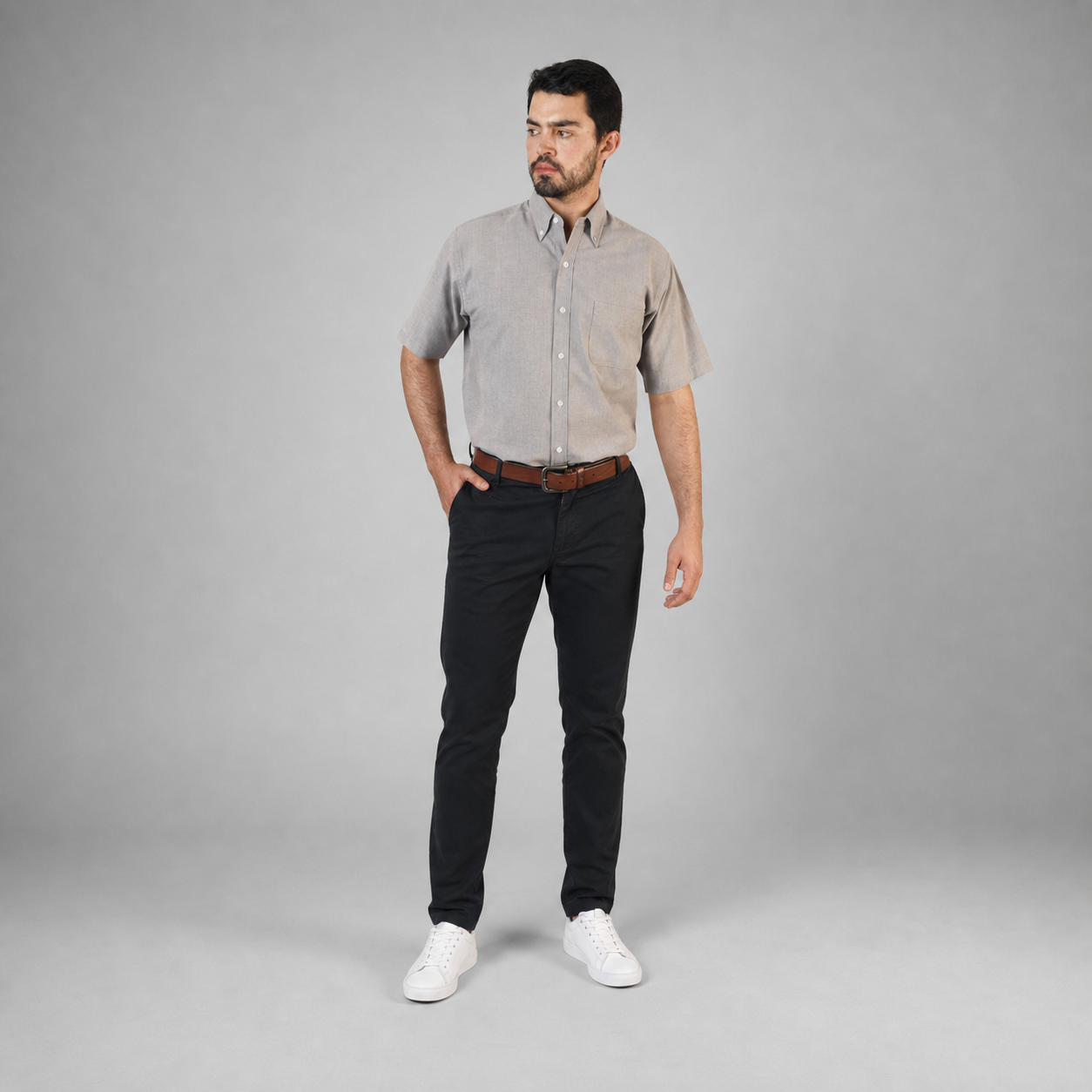 Camisa Oxford Ingles Negro A0200