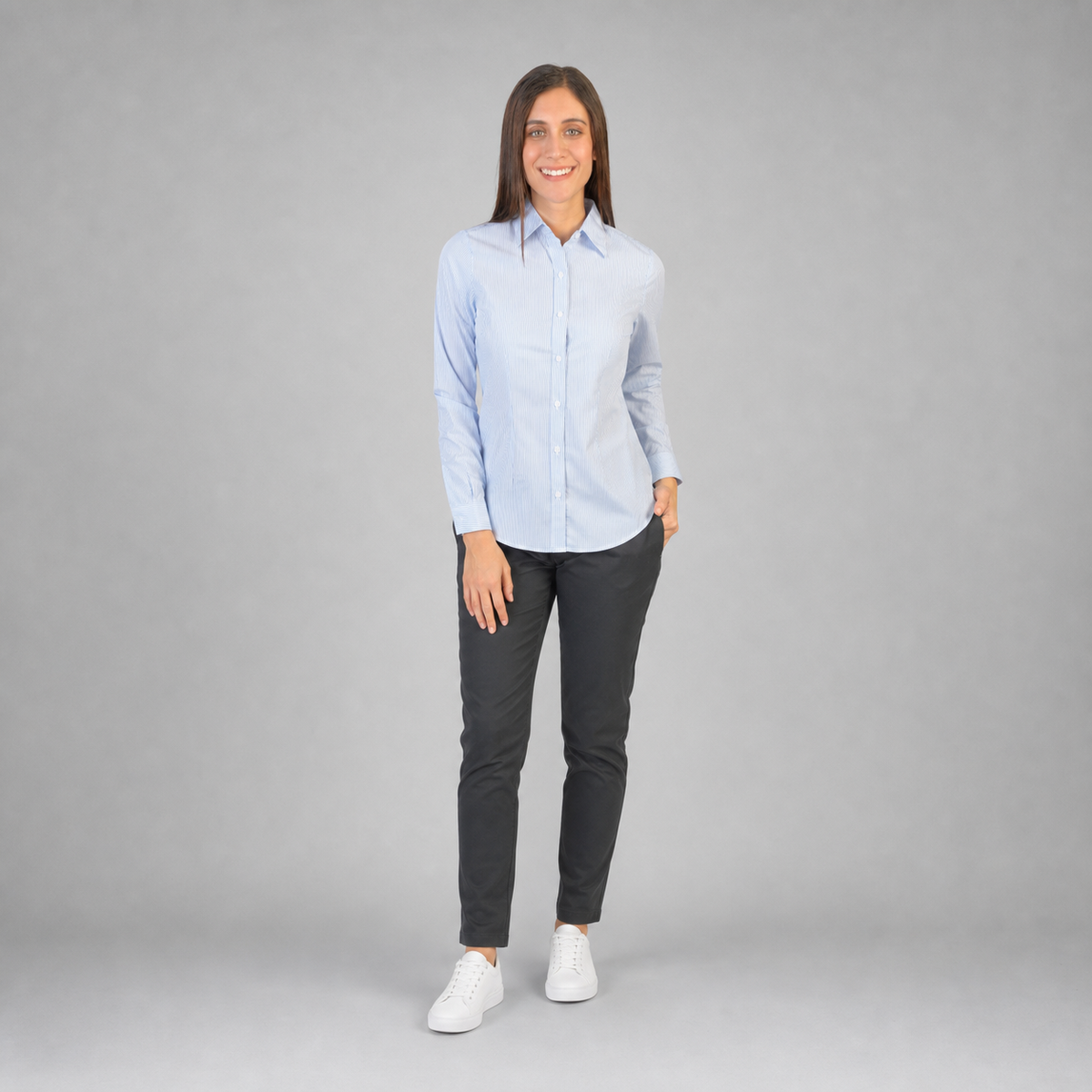 Blusa Oxford Pin Point Cielo B0065