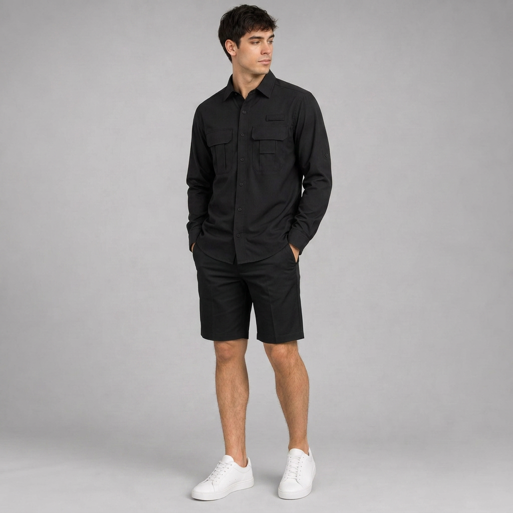 Bermuda Gabardina Negro A0650
