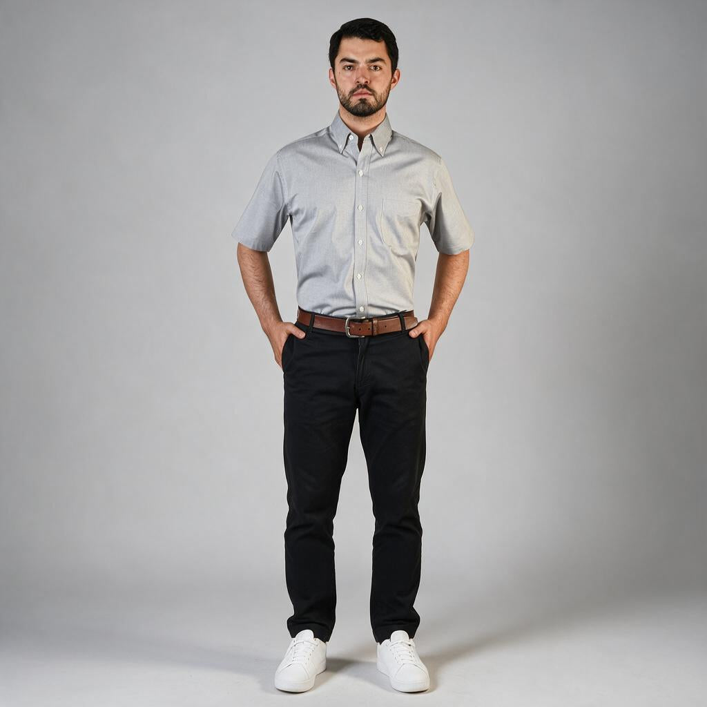 Camisa Oxford Pinpoint Negro A0060