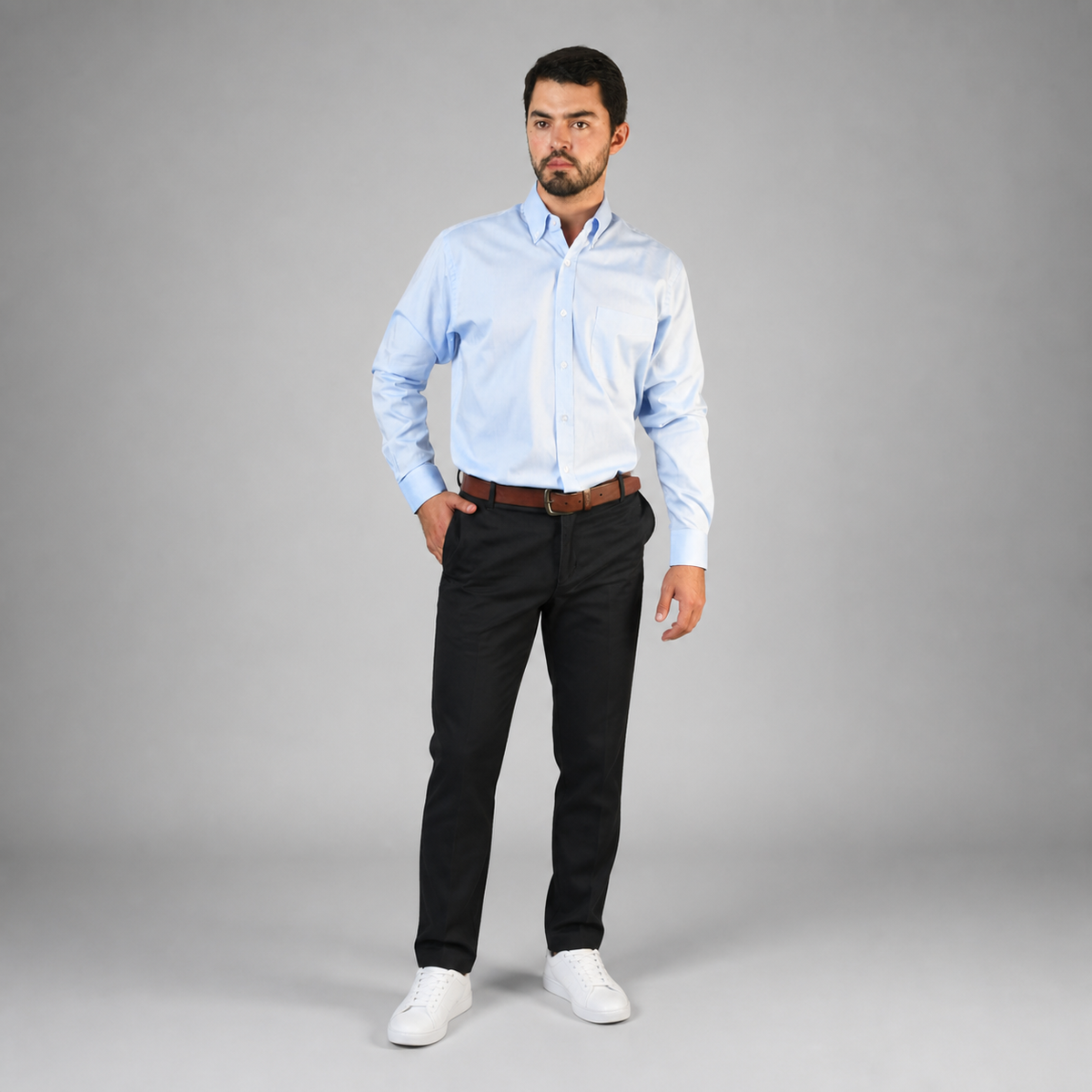 Camisa Oxford Pin Point Cielo A0065