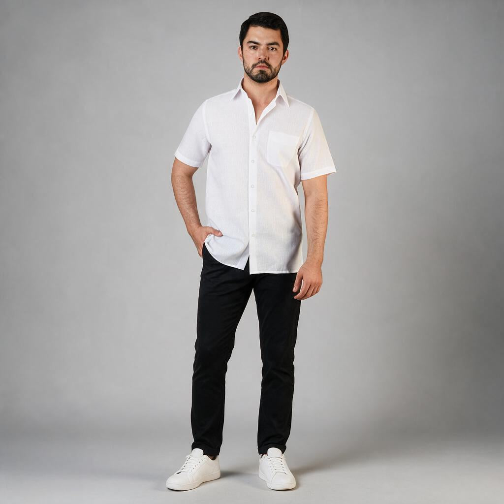 Camisa Lino Uniforme Blanco A0170