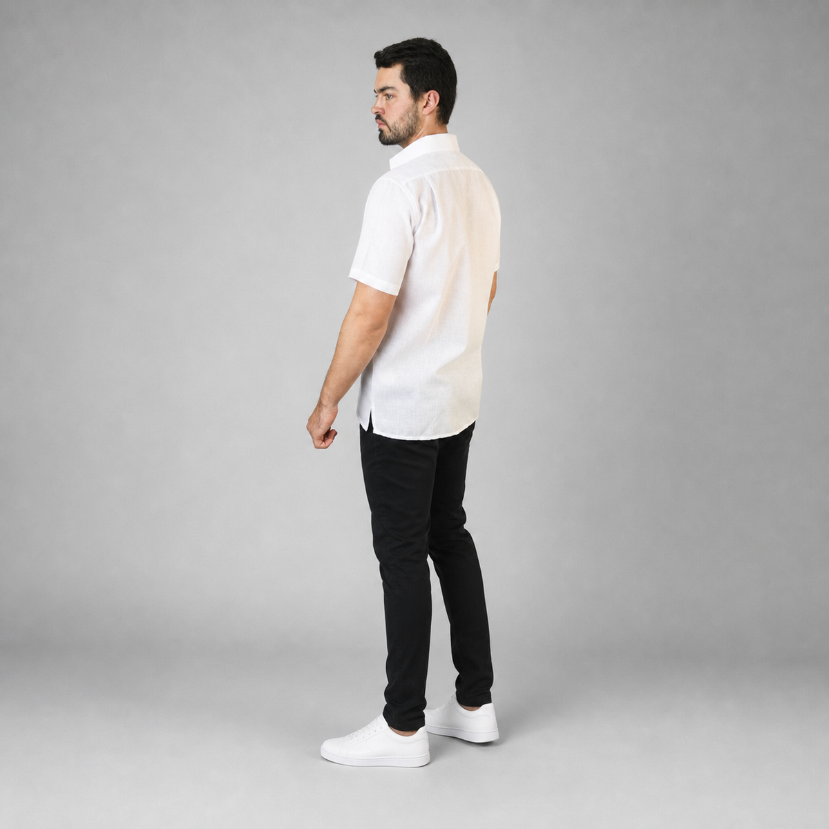 Camisa Lino Uniforme Blanco A0170