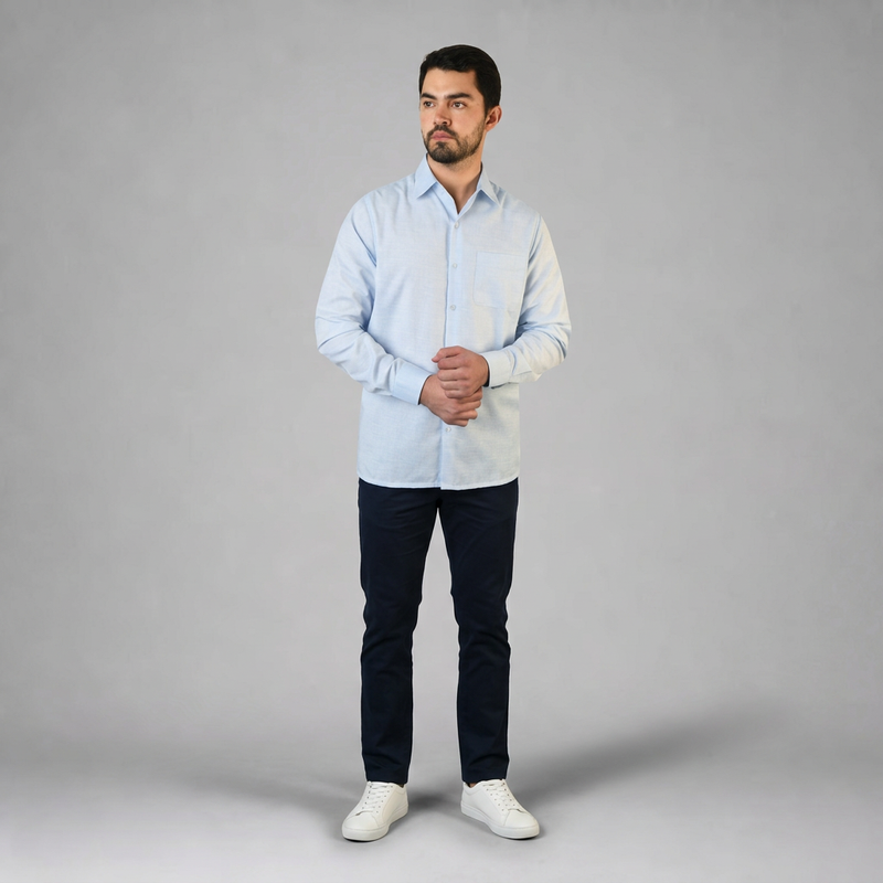 Camisa Lino Cancun Cielo A0165
