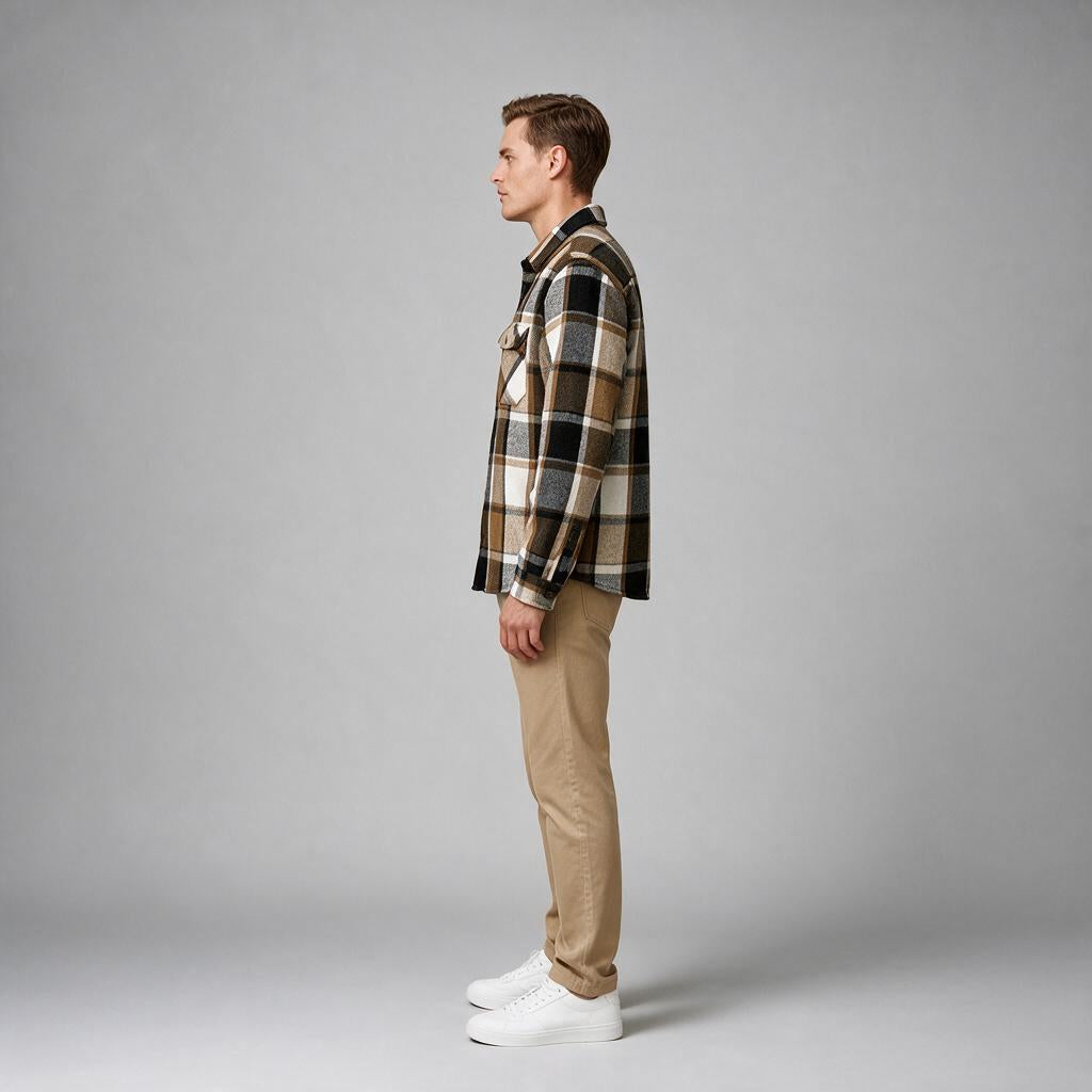 Sobrecamisa Cuadros Cafe K0005