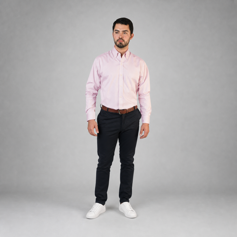 Camisa Oxford Pin Point Rosa A0065