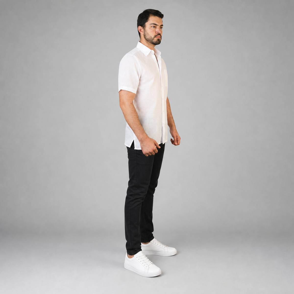 Camisa Lino Uniforme Blanco A0170