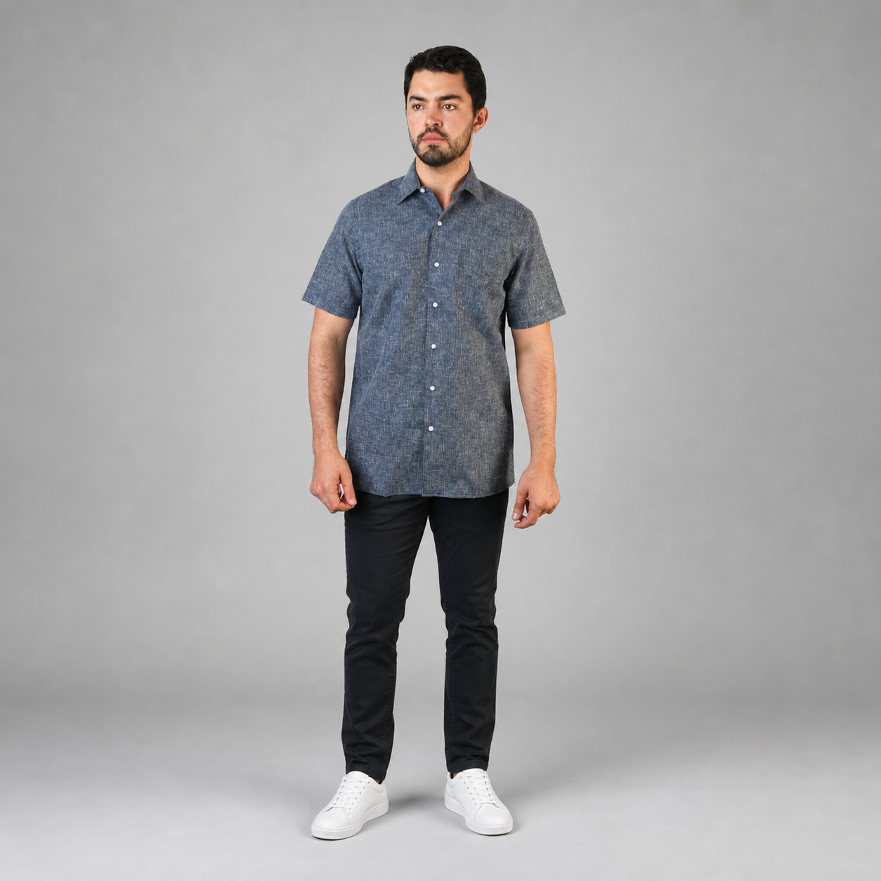 Camisa Lino Uniforme Marino A0170