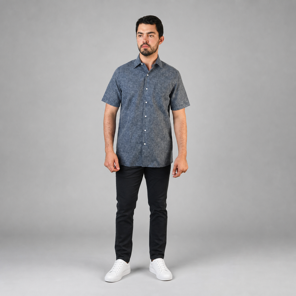 Camisa Lino Uniforme Marino A0170