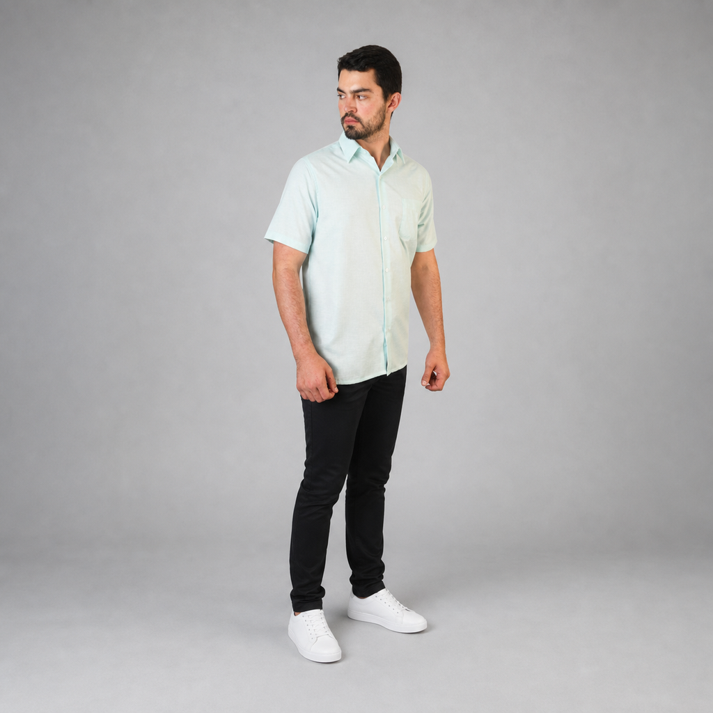 Camisa Lino Cancun Turquesa A0160