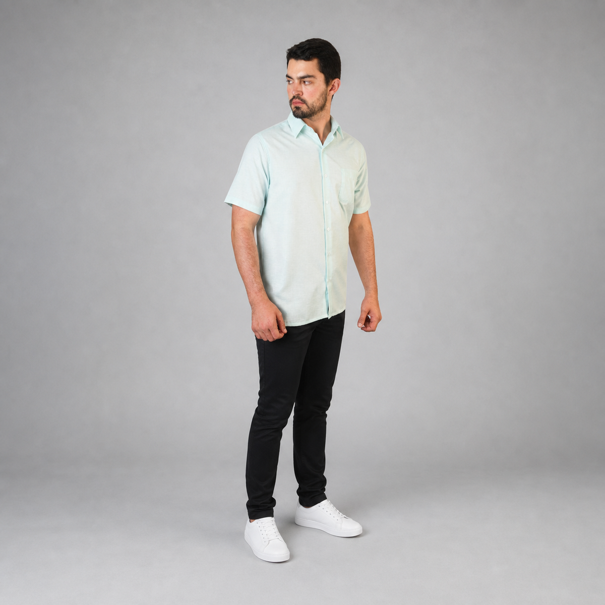 Camisa Lino Cancun Turquesa A0160