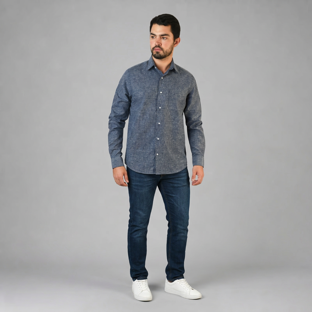 Camisa Lino Cozumel Marino A0175