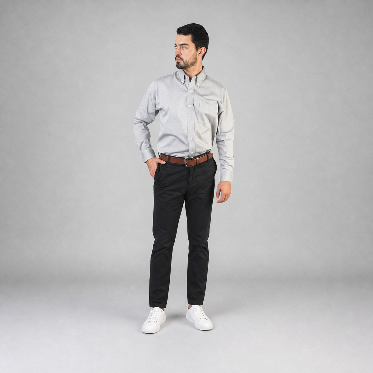 Camisa Oxford Pin Point Negro A0065