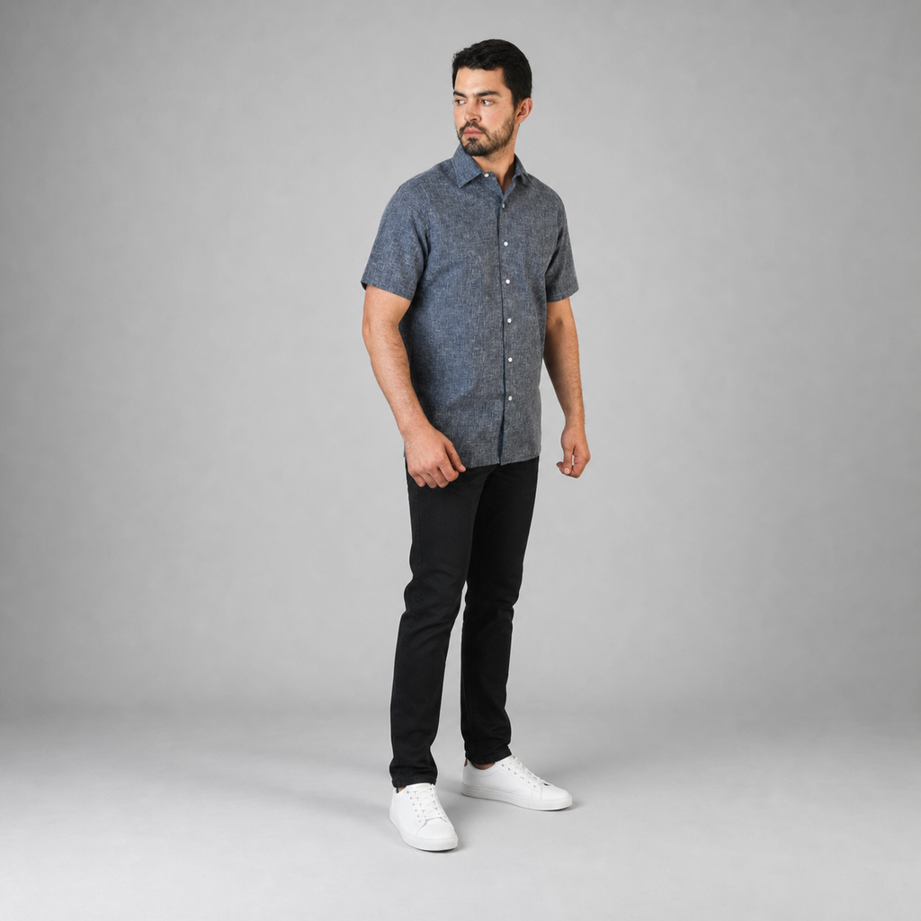 Camisa Lino Uniforme Marino A0170