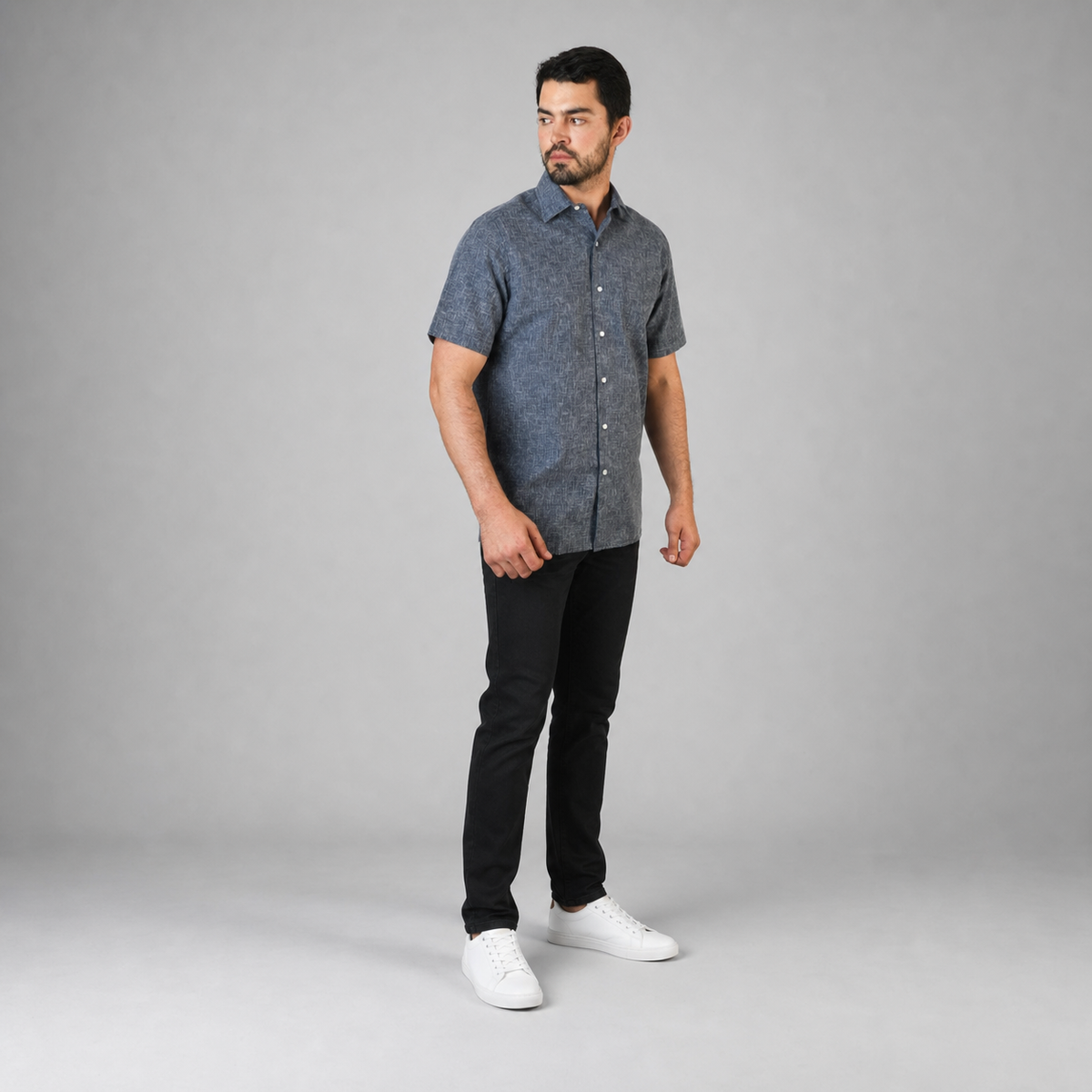 Camisa Lino Uniforme Marino A0170