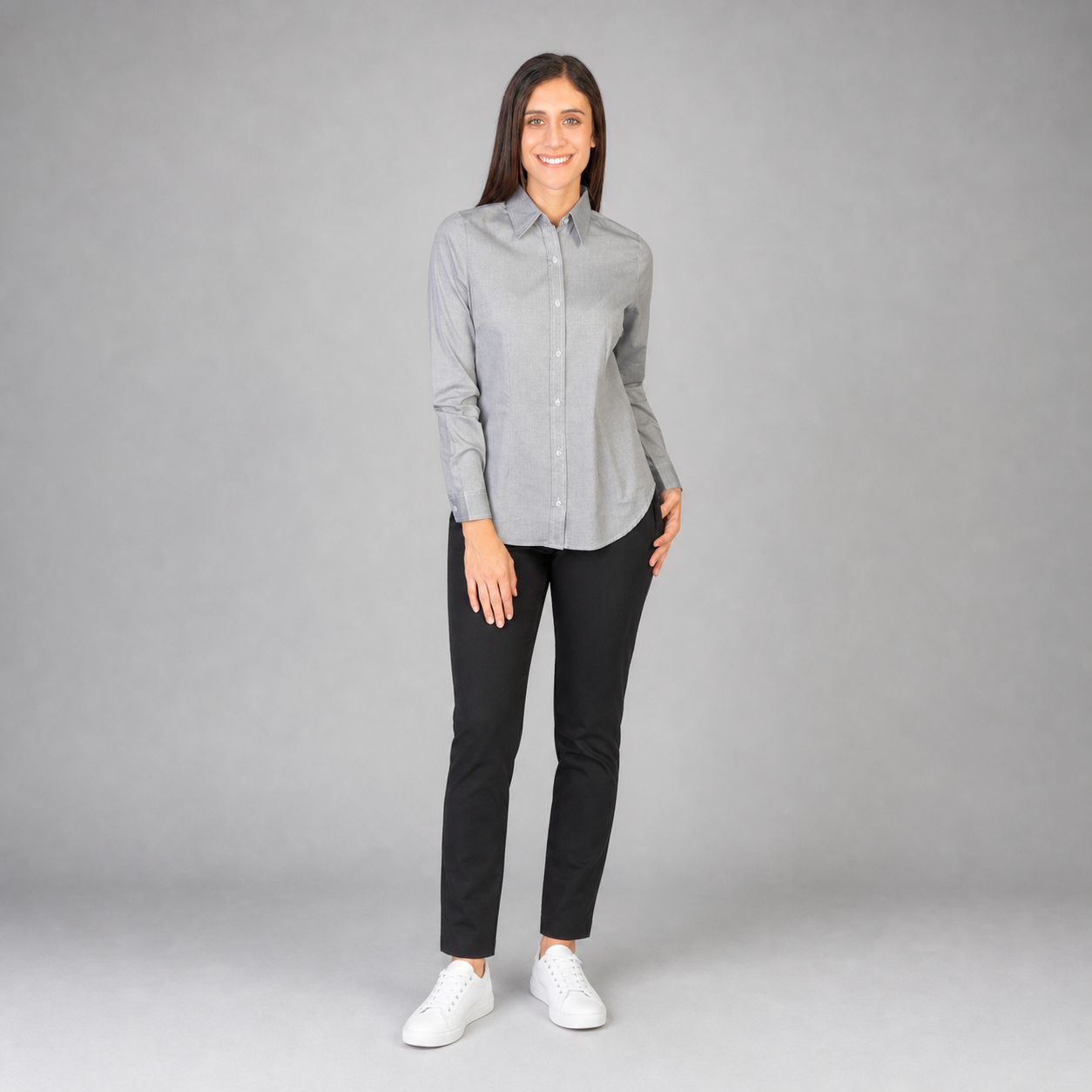 Blusa Oxford Pin Point Negro B0065
