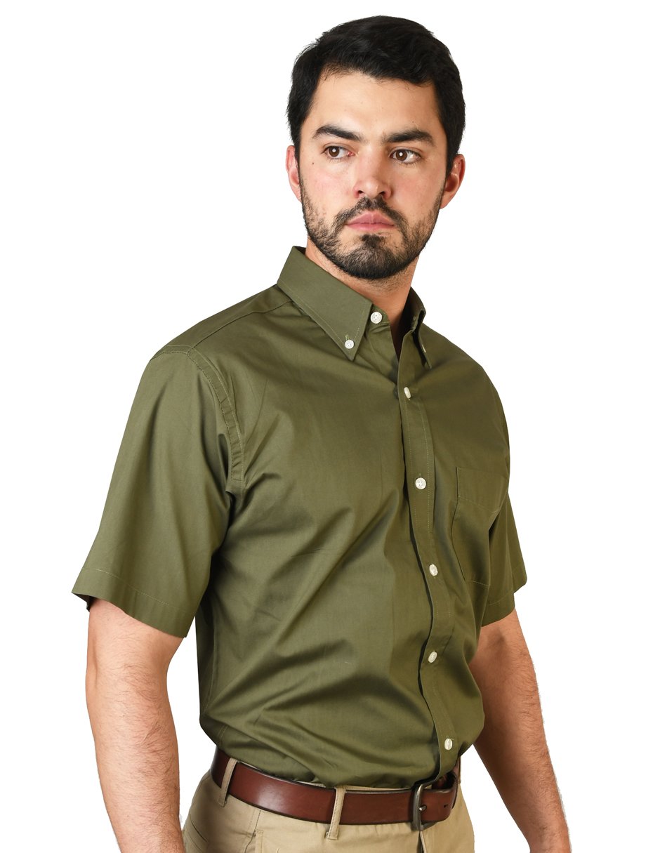 Camisa manga corta verde militar hot sale