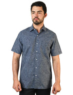 CAMISA MANGA CORTA LINO UNIFORME MARINO