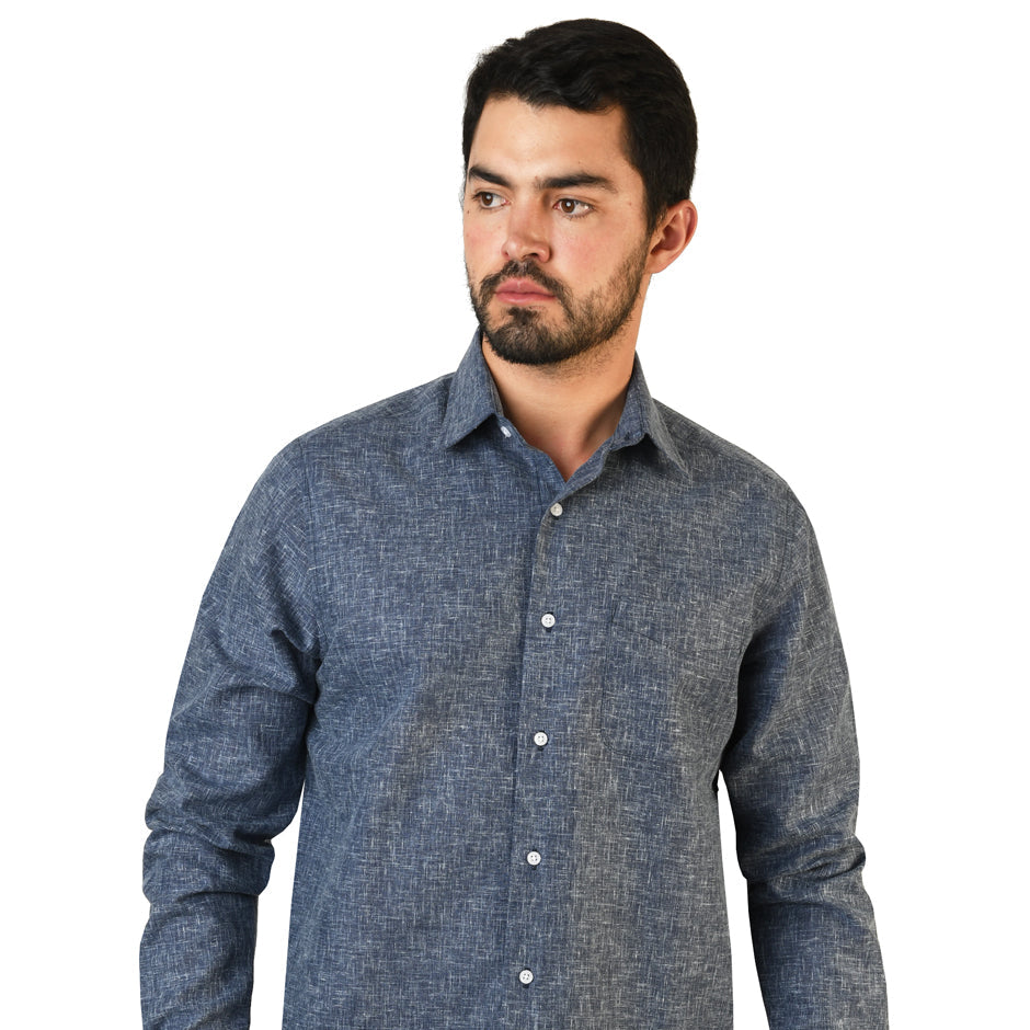Camisa Lino Cozumel Marino