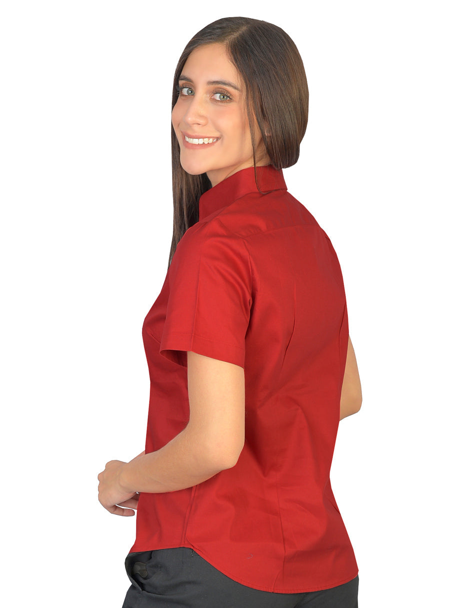 Blusa Venecia Rojo Quemado Manga Corta