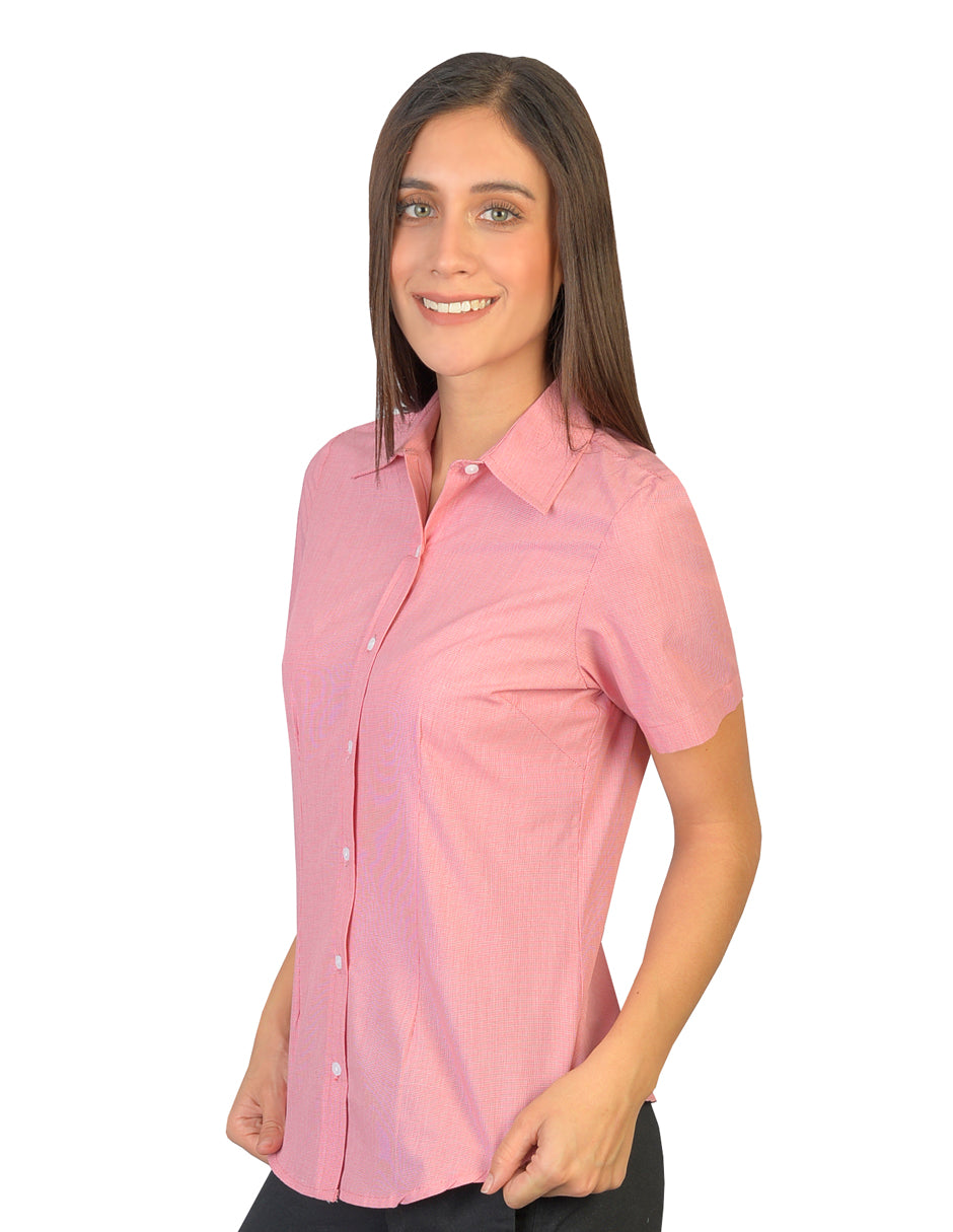 Pink short sleeve button up clearance