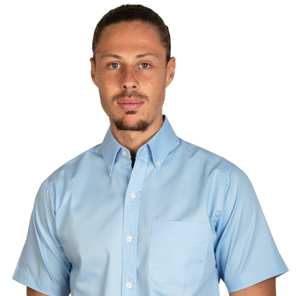 CAMISA MANGA CORTA LISA GABARDINA CIELO 