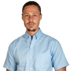 CAMISA MANGA CORTA LISA GABARDINA CIELO 