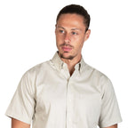 CAMISA MANGA CORTA LISA GABARDINA HUESO 