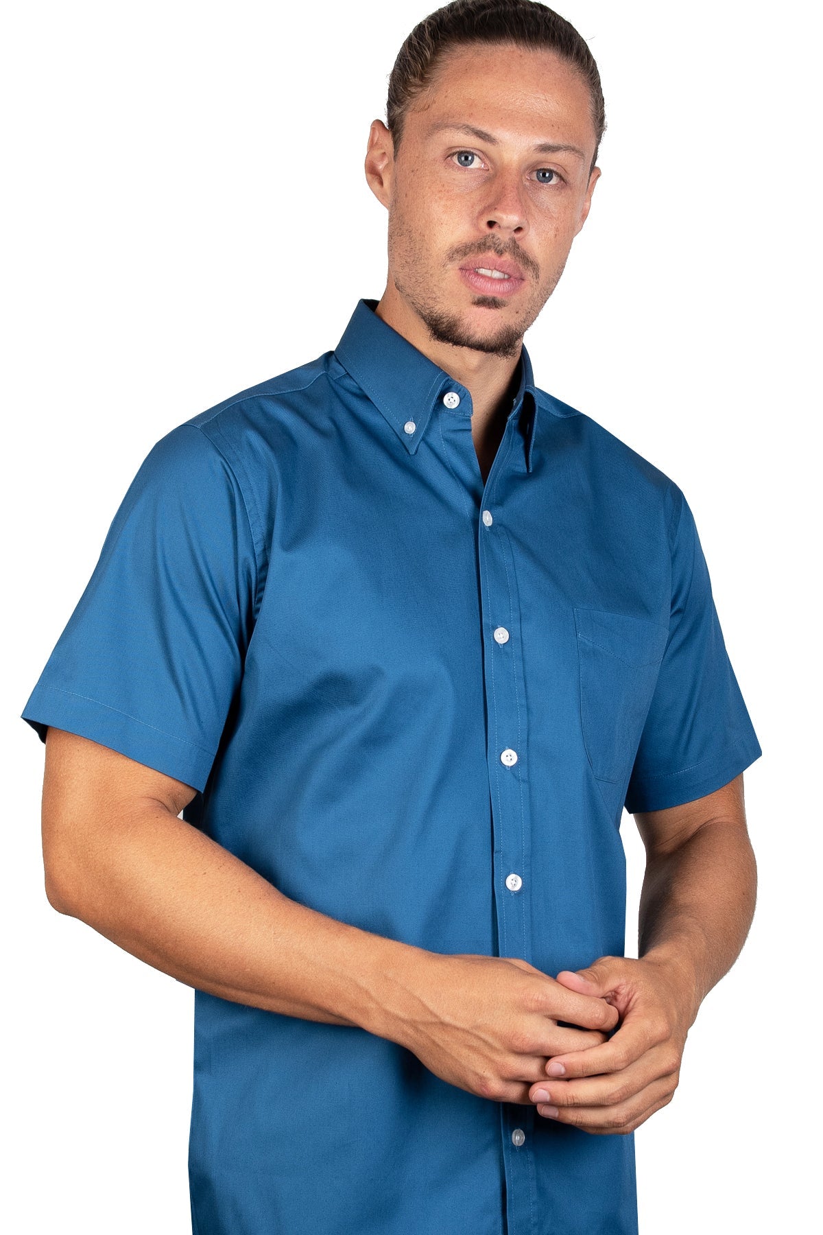 CAMISA MANGA CORTA LISA GABARDINA INDIGO 