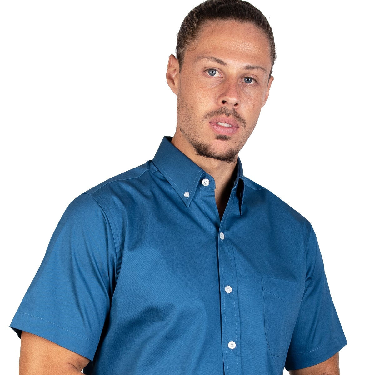 CAMISA MANGA CORTA LISA GABARDINA INDIGO 