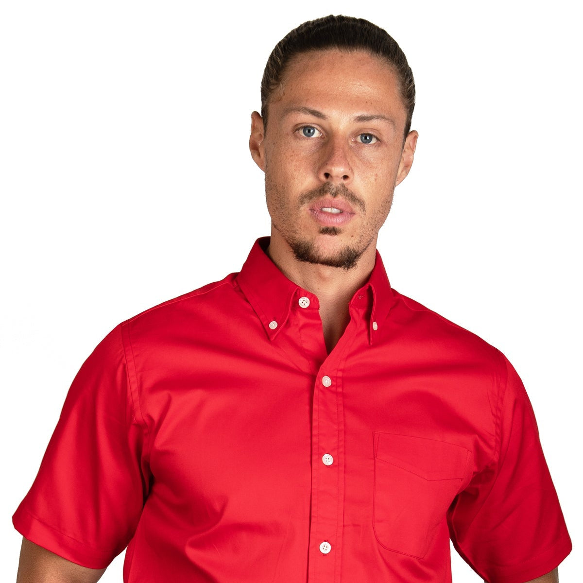 CAMISA MANGA CORTA LISA GABARDINA ROJO 