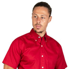 CAMISA MANGA CORTA LISA GABARDINA ROJO QUEMADO 