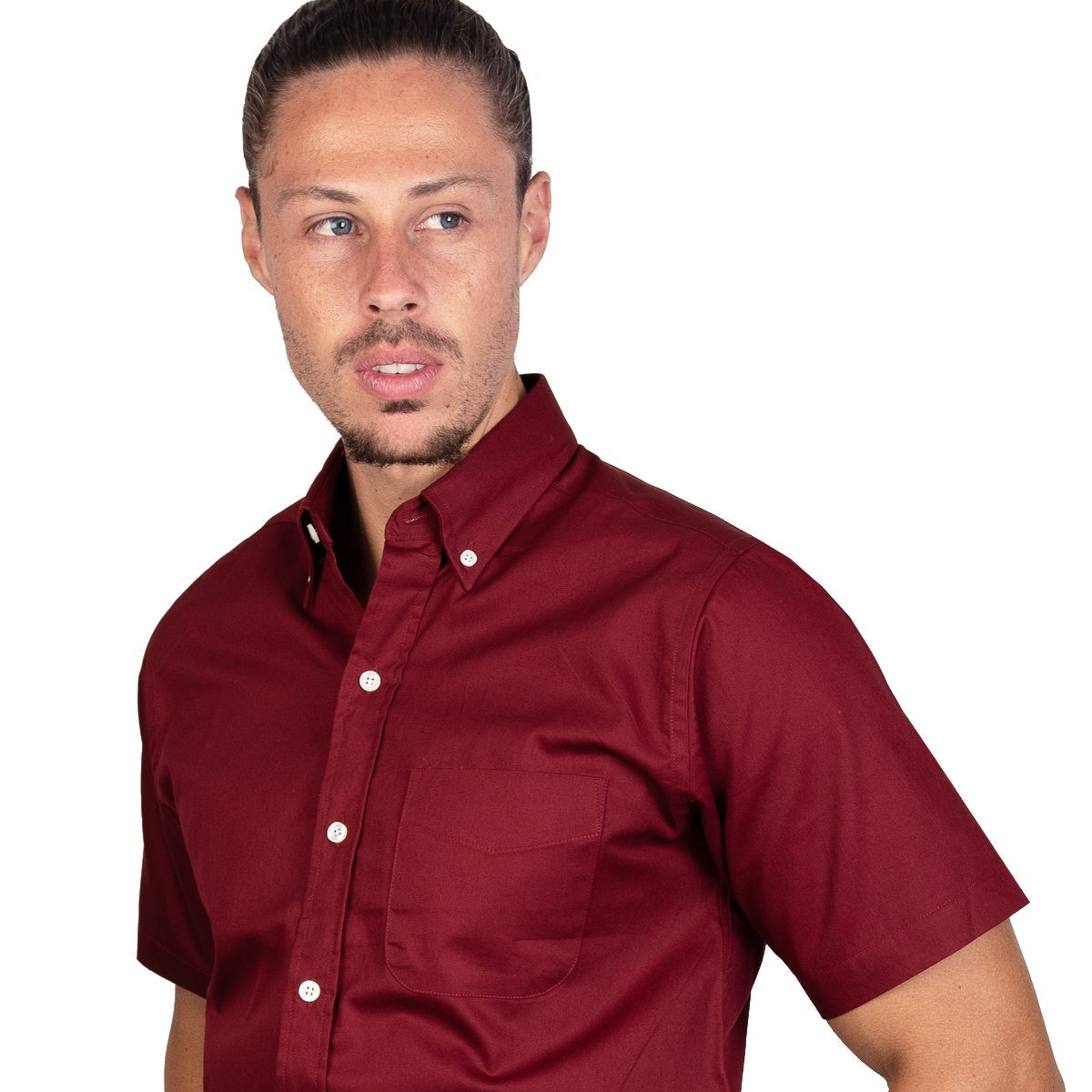 CAMISA MANGA CORTA LISA GABARDINA TINTO 